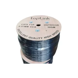 Câble réseau TOPLINK FTP CAT6 blindé, 305m - Noir. Idéal pour installations professionnelles, réseaux PoE et environnements sensibles aux interférences